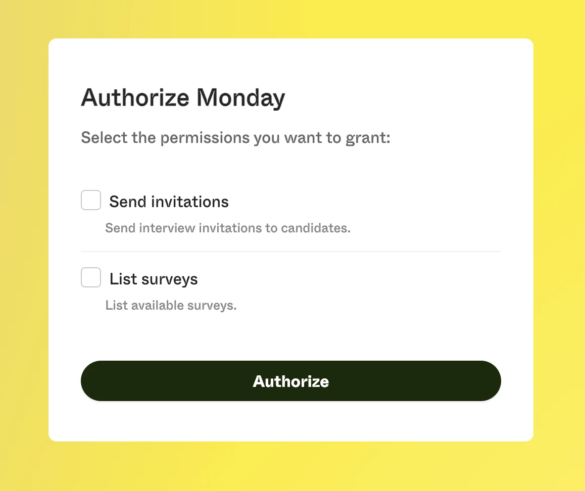 Authorize Monday permissions