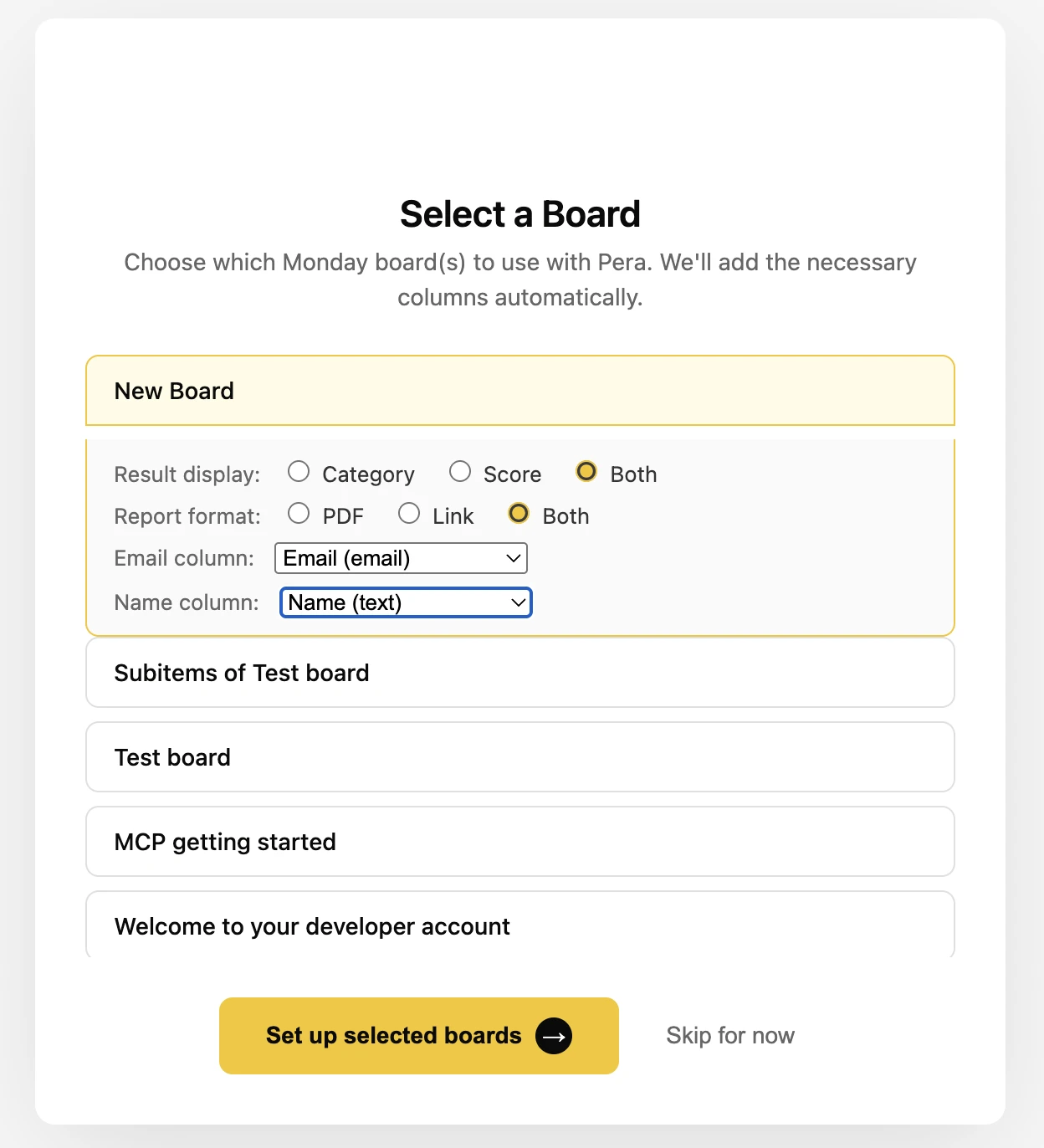 Configure boards